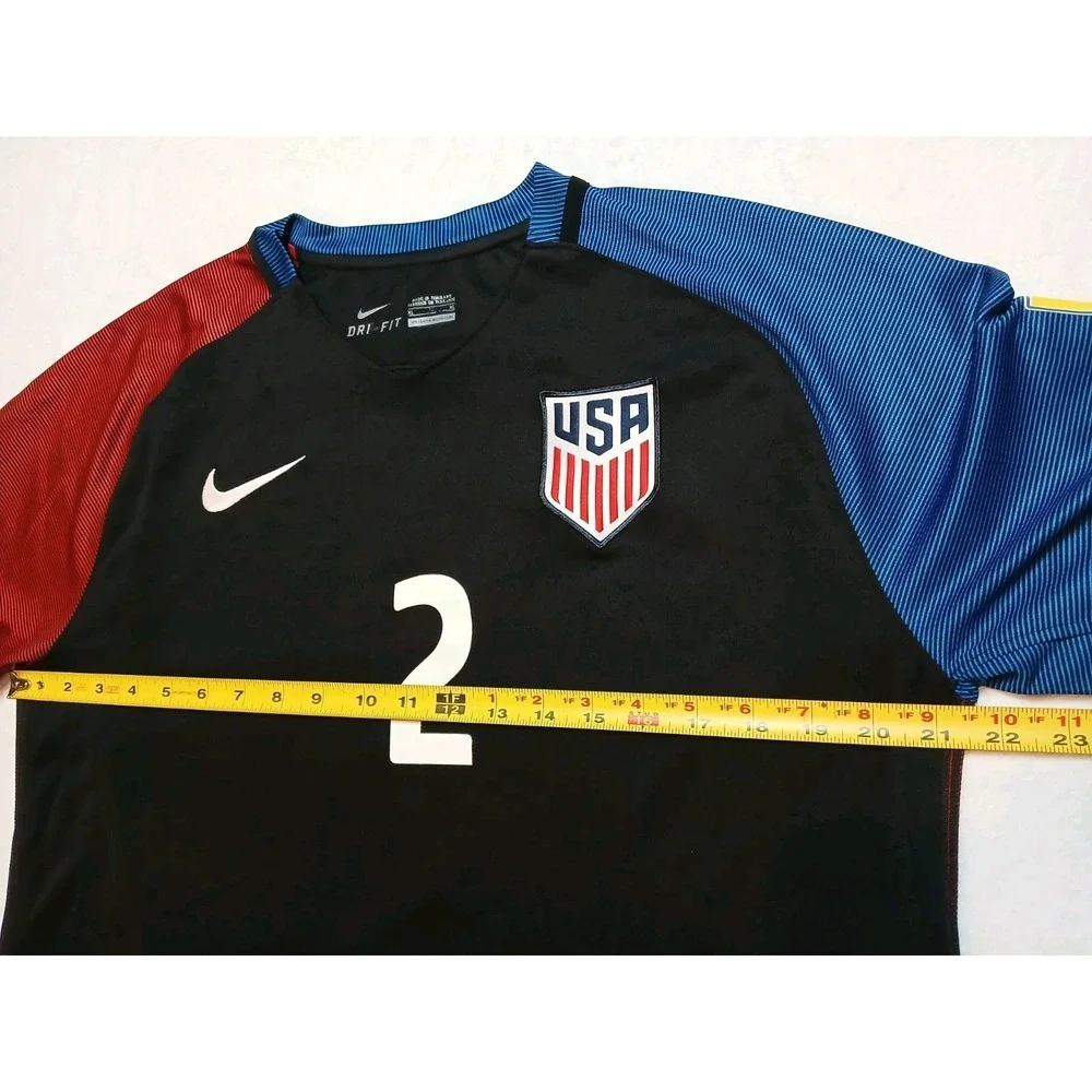 Nike USA USMNT 2016 Away Soccer Jersey Black Men's XL Custom #2 LINK Patches